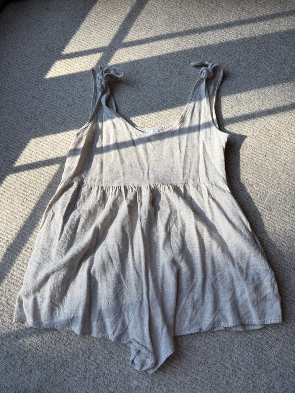 Princess Polly Light Taupe Tie-Shoulder Camisole Romper